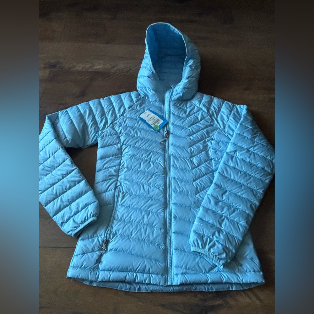 NWT Columbia Powder Lite Hooded Jacket Light Blue Color Size S - Picture 7 of 7